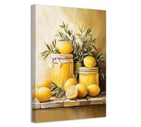 CCWACPP Stampe su tela di limone decorazioni da parete per cucina vintage immagini di agrumi decorazioni per dispensa da pranzo in fattoria gialla incorniciato (30 x 45 cms)