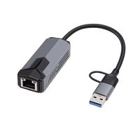 CCYLEZ Adattatore Ethernet 5G, USB Ad Alta velocità e Adattatore di Rete da Tipo C a RJ45 con Wake on LAN e RealWow, per Sistemi W 10 11 e OS X