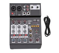 CCYLEZ Mixer, Mixer Bluetooth USB a 4, Equalizzatore a 3 Bande, Jack XLR da 6,35 Mm, per la Registrazione DJ di Podcast Studio in Streaming Live