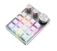 CCYLEZ Tastiera Macro Programmabile, 16 Tasti 3 Manopole Tastiera da Gioco Personalizzabile con modalità BT Cablata USB, per Controllo Multimediale di Gioco da Ufficio (WHITE)