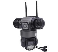 CCYLEZ Triple Lente Telecamera di Sicurezza, CCTV Outdoor Wireless a 3 Lenti con Copertura a 360 ° per Agricoltura/Frutteto, H.265, Rilevamento Umano, (Spina europea)