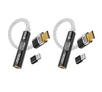 CCZ CM01 - Adattatore per cuffie da USB C a 3,5 mm, confezione da 2, con chip DAC MAX97220 Amp e CX31993, ad alta risoluzione 24 bit/384 kHz, controllo in linea e cavo placcato argento, compatibile