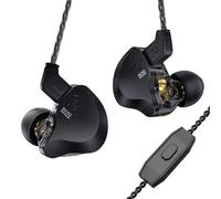 CCZ Solo DC02 HiFi In Ear Monitors Auricolari, driver dinamico doppio da 10 mm con copertura in metallo IEM cablati Auricolari da gioco, con cavo OFC per cantanti musicisti (nero, con microfono)