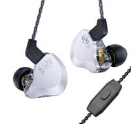 CCZ Solo DC02 HiFi In Ear Monitors IEM Auricolari, driver dinamico doppio da 10 mm con copertura in metallo cablati Auricolari da gioco, con cavo OFC per cantanti musicisti (argento, con microfono)