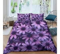 CCZM Margherita Set Copripiumino Matrimoniale, Parure Copripiumino 250x200 Botanico in Microfibra, Copri Piumino Fiore Crisantemi e 2 Federe con Cerniera, F-314