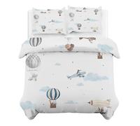 CCZM Mongolfiera Copripiumino Singolo Aereo Set Biancheria da Letto in Microfibra di 3 Pezzi, 1 Parure Copri Piumone 135x200 con 2 Federe 50x80 cm con Cerniera