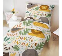 CCZM Panda Set Copripiumino Una Piazza e Mezza, Parure Copripiumino 200x200 Leone in Microfibra, Copri Piumino Koala Animali Safari e 2 Federe con Cerniera, E-944