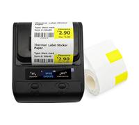 CCZRD Mini Stampante Termica Portatile DP30S Da 80 Mm Con 2 Rotoli Di Etichette Adesive Contrassegno Nero BT Creatore Codici A Barre Stampa Veloce Nitida Ogni Etichetta(DP30S 2Roll 60x40Y)