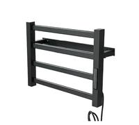 CCZRD Portasciugamani Riscaldato Elettrico da Bagno in Bianco E Nero Display Digitale Portasciugamani Elettrico in Alluminio Radiatore Scaldasalviette A Risparmio Energetico(Right,Black 30CM)