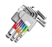 CCZRD Set Di Chiavi A Brugola, Cacciavite, Da 9 Pezzi, Chiave Esagonale, Universale, A Sfera A Sei Lenti, 6 Angoli, Utensili Manuali Colorati Ottima Fattura Utilizzo Versatile(Standard ball head)