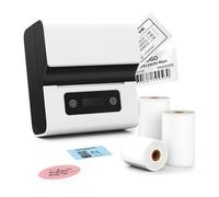 CCZRD Stampante For Etichette Con Codice A Barre Termica Bluetooth For Etichettatrice Da 3 Pollici For Uso Domestico Aziendale Compatibile Telefono E PC Stampa Veloce Nitida Ogni Etichetta(White)