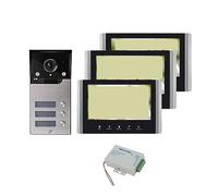 CCZRD Videocitofono Da 7 Pollici A 4 Fili Con Campanello For Porte Pulsanti 2/3/4 For Videocitofonico HD For Famiglie Ampia Gamma di Ambienti Domestici(V7022B-MAS-3)