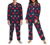CCZUIML Set Pigiama Donna Personalizzato con Foto del Viso Set di Pigiami da Donna,Personalizzato per Donne e Uomini Coppia Natale San Valentino