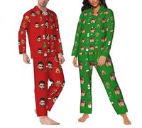 CCZUIML Set Pigiama Donna Personalizzato con Foto del Viso Set di Pigiami da Donna,Personalizzato per Donne e Uomini Coppia Natale San Valentino