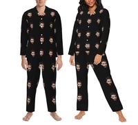 CCZUIML Set Pigiama Donna Personalizzato con Foto del Viso Set di Pigiami da Donna,Personalizzato per Donne e Uomini Coppia Natale San Valentino