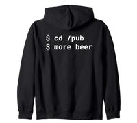 CD/Pub più Birra Pun White Design per la Linea di Comando Hacker Felpa con Cappuccio