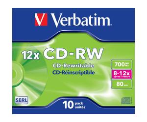 CD-RW - Verbatim - 12x - 700 Mo - 10 pezzi - Scatola per gioielli