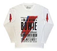 David Bowie - T-Shirt Maniche Lunghe # M Unisex White # Hammersmith Odeon