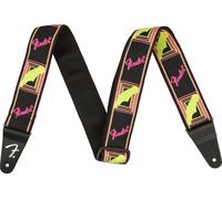 Fender, NEON MONOGRAMMED STRAP, Tracolla per chitarra in poliestere, 5cm di larghezza, Colore Yellow Pink