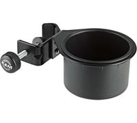 K&M 16024 portalattine nero - superficie di appoggio per bicchieri e lattine, avvitabile su supporto di ø 3 cm, flessibile e pratico