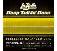 La Bella Strings »DEEP TALKIN' BASS GOLD FLATS - 760FGS-B - 5-STRING E-BASS« Corde per Basso Elettrico 5-Corde - Golden Alloy Flat Wound - Standard: 045-128