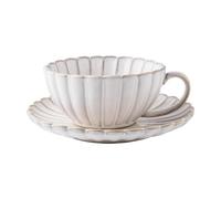 CDAXPWZO Tazza da caffè in porcellana con piattino, set di tazze da cappuccino in stile retrò cambiato in forno, set da tè in porcellana resistente e moderna collezione di tazze da latte, bianco, per