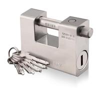 CDC® - Lucchetto di sicurezza rettangolare, superpesante, per container e garage, 94 mm, con 5 chiavi, peso: 1,1 kg