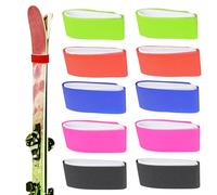 CDDCWZ (Aggiornamento) 10 x Cinghie regolabili per sci Cinghie per sci in EVA con design protettivo per il trasporto dell'attrezzatura da sci Inverno Natale (Blu Rosa Arancione Giallo Nero)