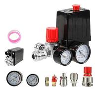 CDDCWZ Pressostato per Compressore d'Aria con Regolatore di Pressione 220V, Manometro, Valvola di Sicurezza, Raccordi Rapidi G1/4", 90-120 PSI, Controllo Manuale ON/OFF