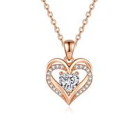 CDE Collana Argento 925 Donna, Collana Cuore Birthstone Necklace, Regalo Gioielli Donna per Mogile/Sorella/Amiche, Regalo Donna Anniversario Compleanno (Aprile con placcato oro rosa)