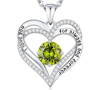 CDE Collana da donna in argento sterling 925 con ciondolo a forma di cuore, in ottone, per donne, per la fidanzata, Natale, San Valentino, festa della mamma, Extra, argento sterling e ottone, Zirconia