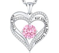CDE Collana da donna in argento sterling 925 con ciondolo a forma di cuore, in ottone, per donne, per la fidanzata, Natale, San Valentino, festa della mamma, Extra, argento sterling e ottone, Zirconia
