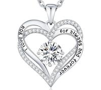 CDE Collana da donna in argento sterling 925 con ciondolo a forma di cuore, in ottone, per donne, per la fidanzata, Natale, San Valentino, festa della mamma, Extra, argento sterling e ottone, Zirconia