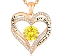 CDE Collane da donna Cuore in Zirconia Rame Placcato Oro Rosa Regalo Moglie Festa della Mamma Compleanno Anniversario Regalo di Natale Valentin's Day Regalo di laurea (Rosa Oro-11-novembre)