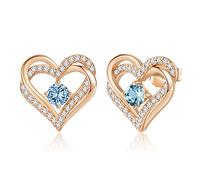 CDE Orecchini da donna in argento sterling 925, oro rosa, regalo di Natale per lei, Forever Love, cuore portafortuna, donna, gioielli per San Valentino, festa della mamma, compleanno, matrimonio,