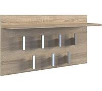 CDF Appendiabiti a Parete con Mensola Pannello Guardaroba da Muro con 7 Ganci per Ingresso Corridoio Ufficio Design Moderno Salvaspazio 70 x 20 x 40 cm - Rovere Sonoma