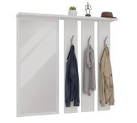 CDF Appendiabiti a Parete con Specchio e Mensola Pannello Guardaroba Moderno con 6 Ganci per Ingresso e Corridoio Organizzazione Casa Salvaspazio 85 x 15 x 82 cm - Bianco Opaco