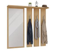 CDF Appendiabiti a Parete con Specchio e Mensola Pannello Guardaroba Moderno con 6 Ganci per Ingresso e Corridoio Organizzazione Casa Salvaspazio 85 x 15 x 82 cm - Rovere Artisan