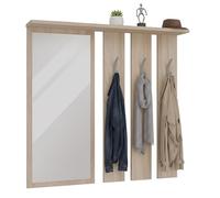 CDF Appendiabiti a Parete con Specchio e Mensola Pannello Guardaroba Moderno con 6 Ganci per Ingresso e Corridoio Organizzazione Casa Salvaspazio 85 x 15 x 82 cm - Rovere Sonoma
