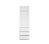 CDF Armadio 60 cm bianco con cassetti e asta appendiabiti - Armadio con 3 cassetti, sistema di ripiani a giorno, armadio modulare per camera da letto, cabina armadio, 60x50x200 cm