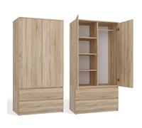 CDF Armadio Guardaroba Salvaspazio per Camera da letto Lungh.: 90 cm Design Moderno Per Ingresso Camera e Living Appendiabiti Armadio Multiuso Rovere Sonoma Pannello laminato 16 mm