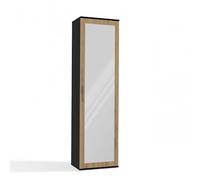 CDF Armadio con Specchio da Corridoio, Mobile a Colonna d'Ingresso Stretto, Guardaroba Contenitore per Giacche e Scarpe con Asta Appendiabiti, Stile Urban Antracite e Rovere Artigianale, 50x35x180 cm