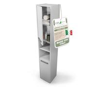 CDF Armadio da Bagno Alto largh. 30 cm Colonna Bagno Mobiletto Portaoggetti Stretto Ripiani e Scomparti per Piccoli Spazi, Cosmetici Moderno Mobile Salvaspazio Bianco 30x30x170 cm