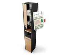 CDF Armadio da Bagno Alto largh. 30 cm Colonna Bagno Mobiletto Portaoggetti Stretto Ripiani e Scomparti per Piccoli Spazi, Cosmetici Moderno Mobile Salvaspazio Rovere Artisan/Antracite 30x30x170 cm