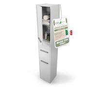 CDF Armadio da Bagno Alto largh. 30 cm Colonna Bagno Mobiletto Portaoggetti Stretto Ripiani e Scomparti per Piccoli Spazi, Cosmetici Moderno Mobile Salvaspazio Bianco 30x30x170 cm