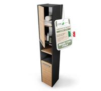 CDF Armadio da Bagno Alto largh. 30 cm Colonna Bagno Mobiletto Portaoggetti Stretto Ripiani e Scomparti per Piccoli Spazi, Cosmetici Moderno Mobile Salvaspazio Rovere Artisan/Antracite 30x30x170 cm