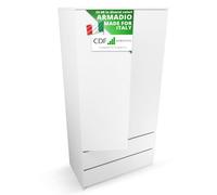 CDF Armadio Guardaroba Salvaspazio per Camera da letto Lungh.: 90 cm Design Moderno Per Ingresso Camera e Living Appendiabiti Armadio Multiuso Bianco Pannello laminato 16 mm