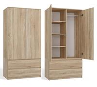 CDF Armadio Guardaroba Salvaspazio per Camera da letto Lungh.: 90 cm Design Moderno Per Ingresso Camera e Living Appendiabiti Armadio Multiuso Rovere Sonoma Pannello laminato 16 mm