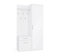 CDF Armadio Ingresso Specchio Scorrevole Appendiabiti Pannello Ganci Scaffale Scarpe Cassetto, Mobile Corridoio Salvaspazio Design Bianco Puro Luminoso Minimalista, Dimensioni 35x50x180 cm, Peso 63 kg