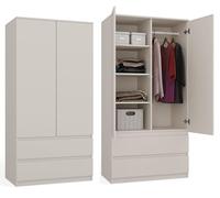 CDF Armadio Malwa | Colore: cashmere (beige) | Grande specchio | Appendiabiti | Spaziosa scarpiera | Ideale per corridoio, corridoio | Pratico ripiano | Design moderno